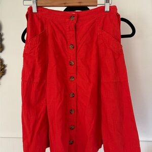 Anthropologie Coral Red A-Line Skirt For Sale